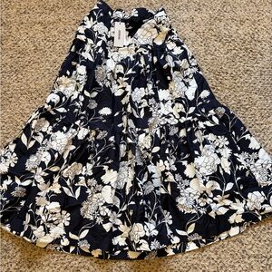 Jason Wu NWT Navy and White Floral A-Line Skirt